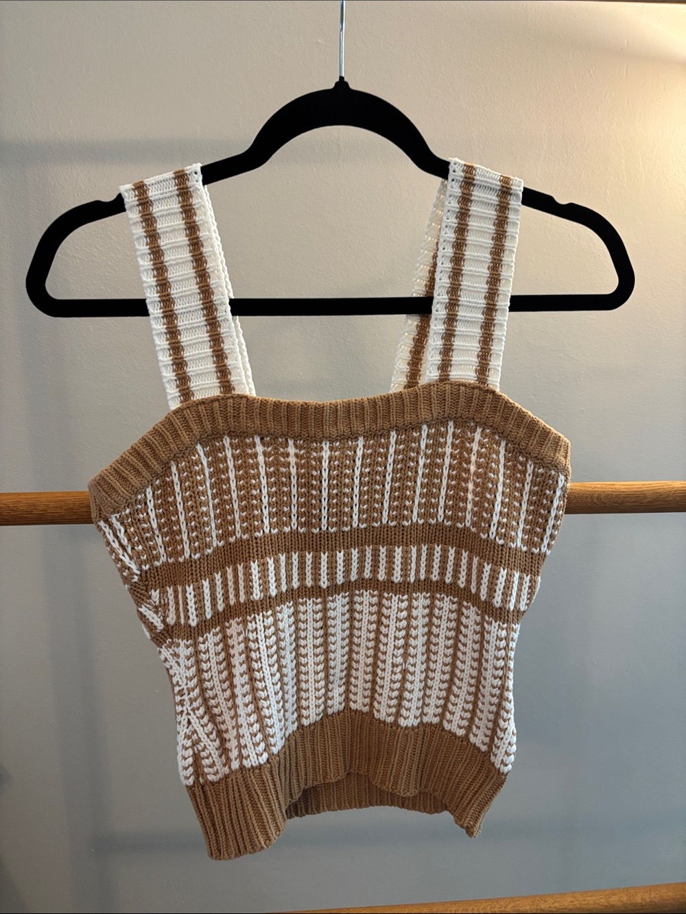 Daytrip Cream & Brown Striped Knit Tank